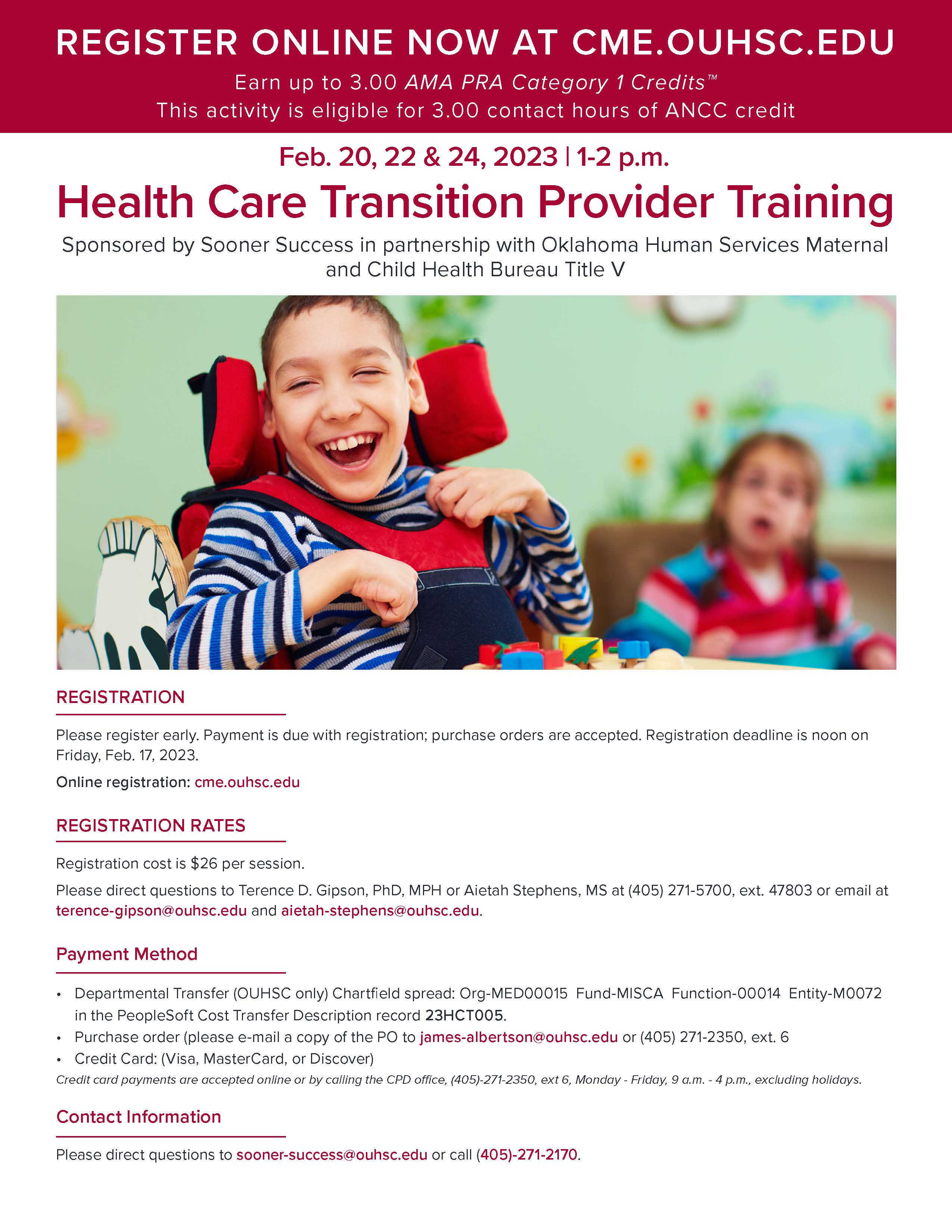 23HCT005 Health Care Transition Sooner Success Series 3 Banner